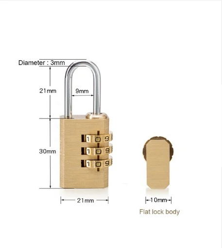 1 шт. высококачественный замок однотонный латунный замок Цифра комбинация пароль секретный код багажный шкафчик небольшой пароль бегун замок - Цвет: 3 rounds small