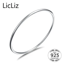 LicLiz 100% Real 925 Sterling Silver Bangle Bracelets For Women Men Fine Jewelry Silver Solid Bangles Cuff Plain Round LB0080 pure silver 925 twisted cord weave bangle men women vintage cuff bracelet 6mm band 100% real sterling silver 925 handmande craft