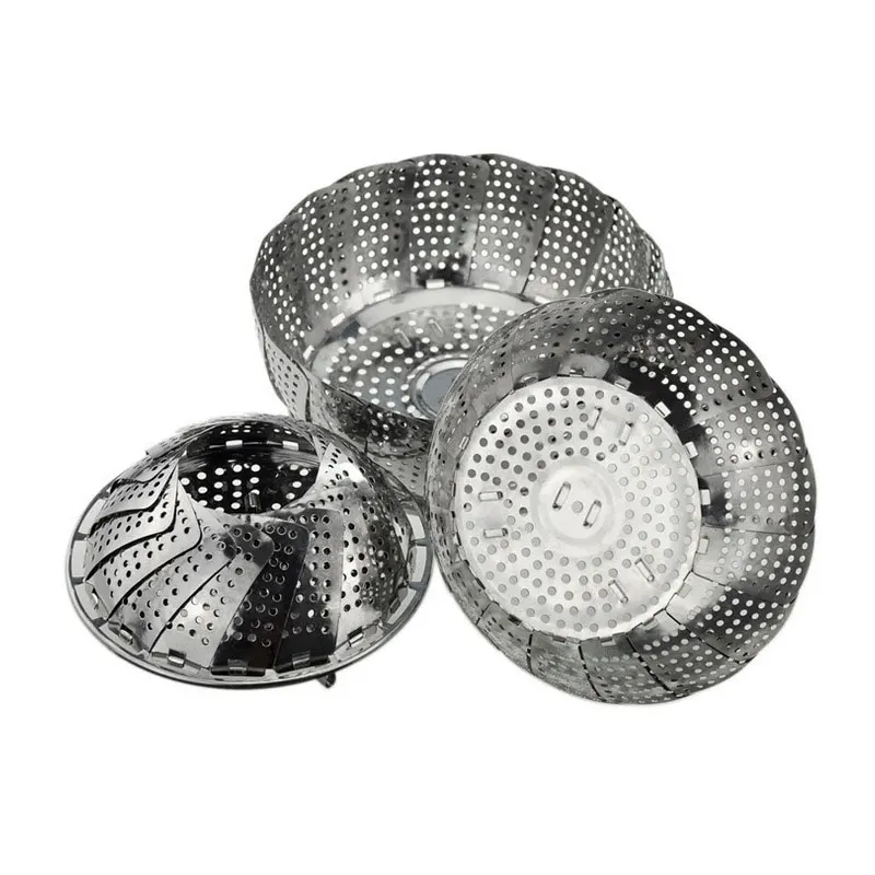 Stainless Steel Steaming Food Basket Mesh Steamer Folding Food Fruit Vegetable Vapor Cooker Dish Steamer Kitchen Tools D47