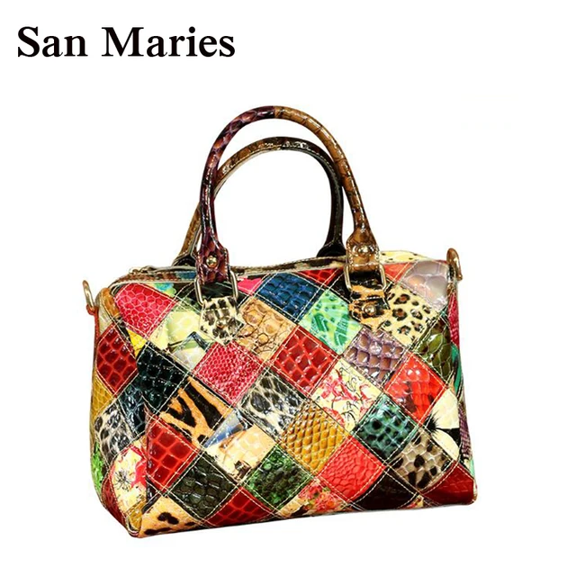 San Maries Patent Leather Women Bags Colorful Snake Print Designer San Maries Patent Leather Women Bags Colorful Snake Print Designer Handbags Hobo Crossbody Bag Sac