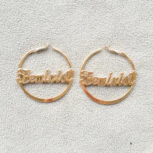 Большие женские серьги-кольца с надписью Love Babe Feminist, простой золотистый панк большой круг, серьги, модное ювелирное изделие, Новинка