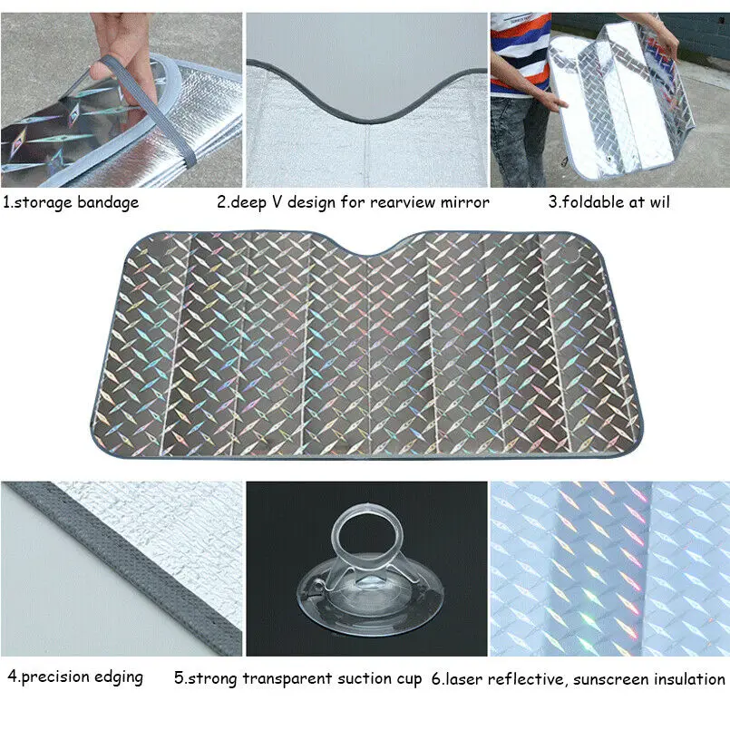 Универсальный лазерный солнцезащитный козырек для автомобиля, внедорожника, солнцезащитный козырек на переднее окно, Солнцезащитная Складная пленка лобового стекла, летний солнцезащитный блок