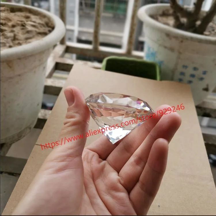 1pc/lot 60mm large clear glass crystal rhinestone pointback for display showroom decoration round stone pendulum shiny products