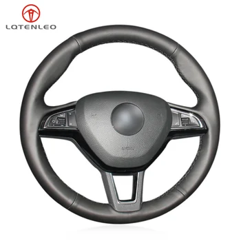

Black Artificial Leather Car Steering Wheel Cover For Skoda Octavia Superb Yeti 2013-2019 Kodia Karoq 2016-2019 Scala 2019