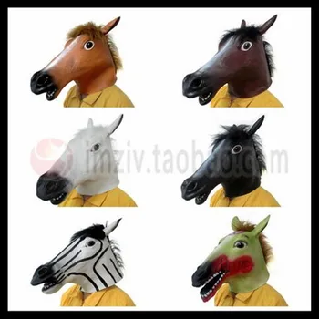 

Free Shipping Halloween Party Cosplay Horse Head Mask Animal Full Head Mask Funny Face Head Mask Free size in stock