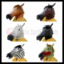 Free Shipping Halloween Party Cosplay Horse Head Mask Animal Full Head Mask Funny Face Head Mask Free size in stock
