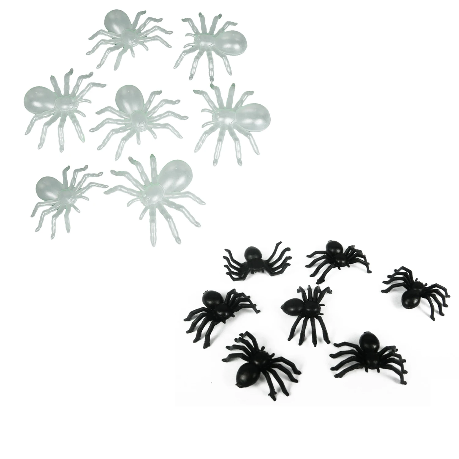 21*14mm Halloween Decoration Mini Black Luminous Spider Birthday Trick Toy 50Pcs 