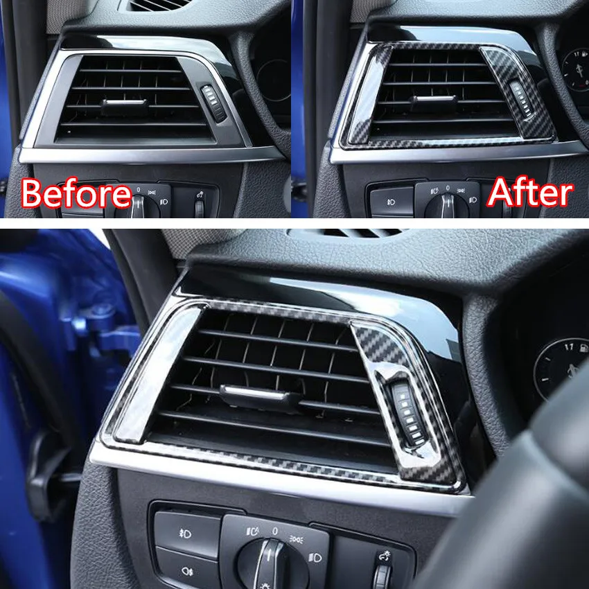 For BMW F30 3//4 series 3GT 17-18 Carbon Fiber Console Air Vent Outlet Cover Trim