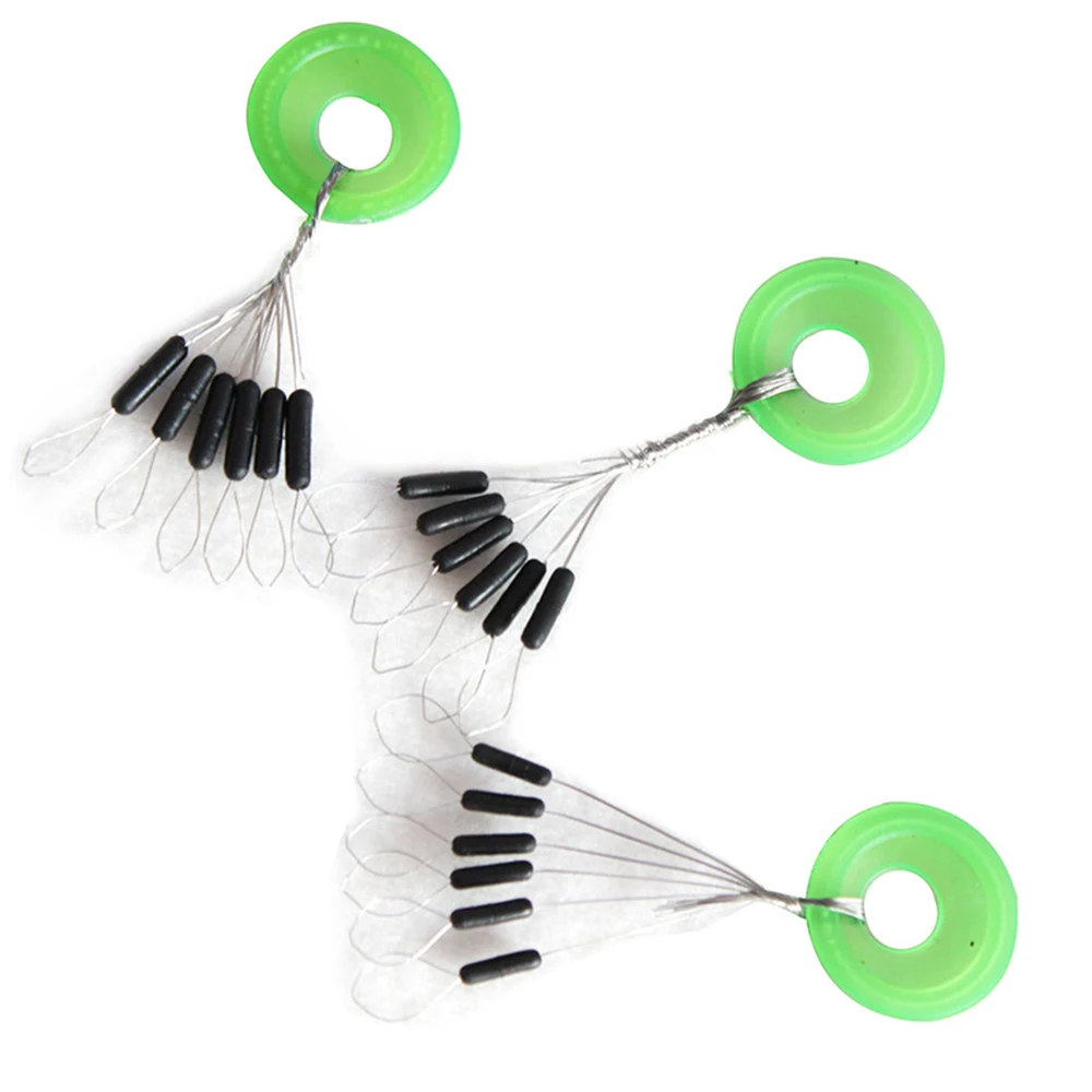 

10 Groups/ 60Pcs Fishing Line Bobber Green Floating Seat Rubber Cylinder Oval Stopper Space Bean Connector Fishing Equipment