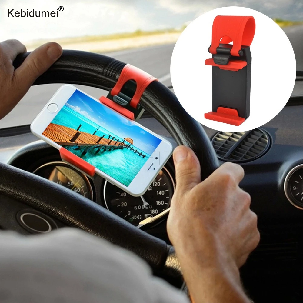 Kebidumei Flexible Steering Wheel Mount Car Phone Holder Gadget