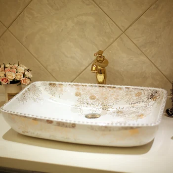 

Ceramic Art Basin Sinks Glazed Counter Top Wash Basin Vessel Sinks vanities china washing basin bathroom sinks rectangular