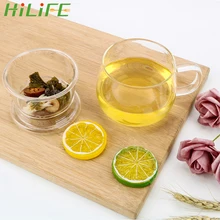 HILIFE 350 мл прочная посуда для напитков, ситечко для чая с листьями, фильтр для кофе с заваркой и крышкой, термостойкая стеклянная чашка для чая