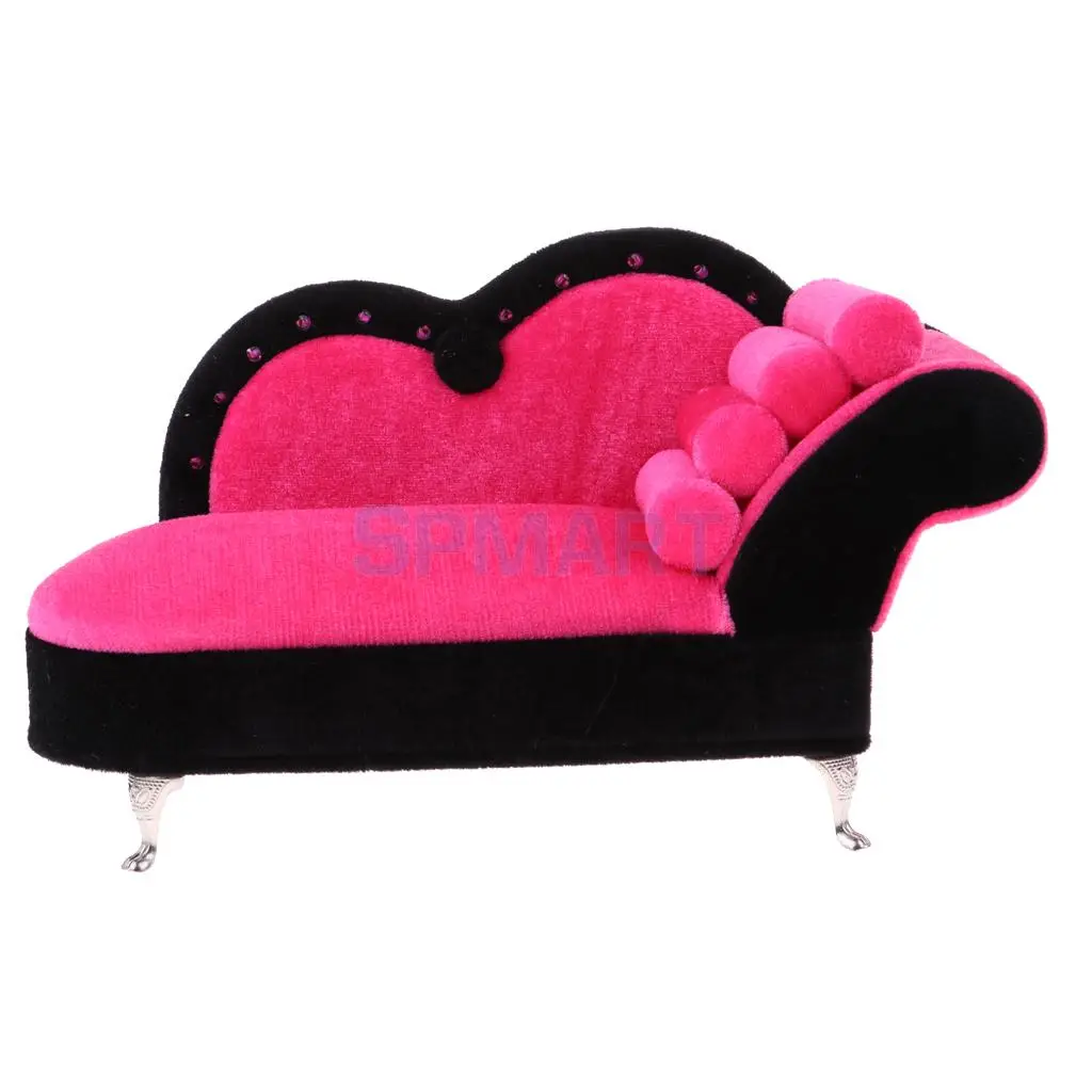 

MagiDeal 1/6 Modern Style Rosy Chaise Lounge Recliner Long Sofa Chair for Dollhouse Living Room Bedroom Furniture Model Toy