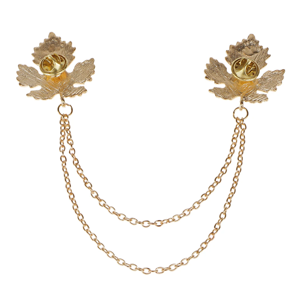 Fashion Retro Maple Leaf Chain Tassel Blouse Shirt Collar Tip Pin Brooch Collar Chain Fashion Jewelry