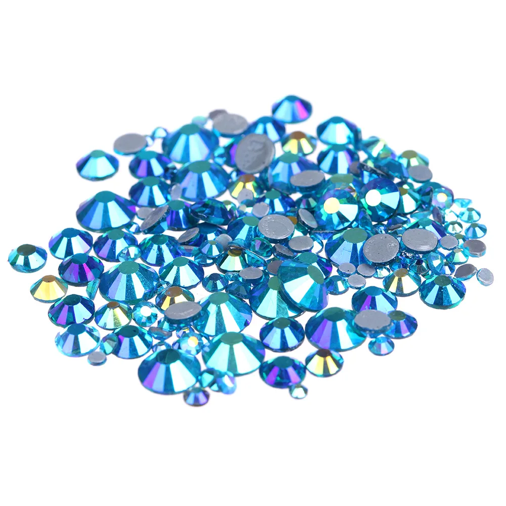 

ss6,ss10,ss16,ss20,ss30 Blue Zircon AB Crystals Glass Hot Fix Rhinestones,DMC Flat Back Iron On Rhinestone for Garment
