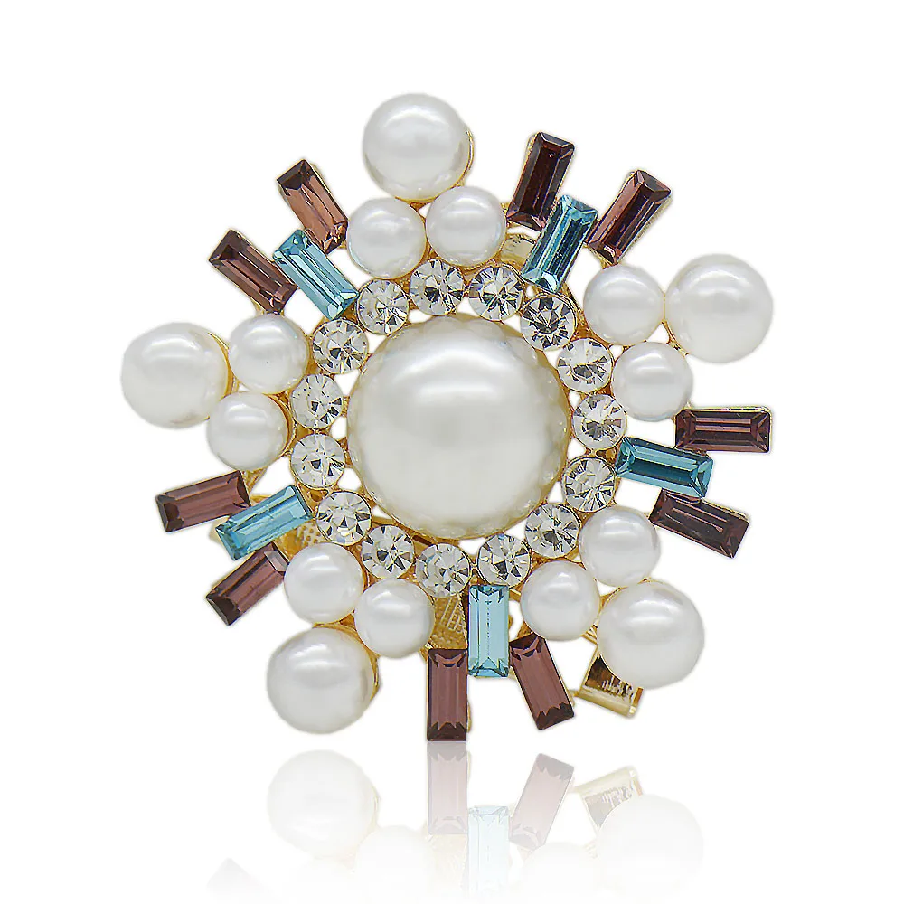 YYLYCL Luxury Flower Brooches For Women Colorful Crystal Rhinestone