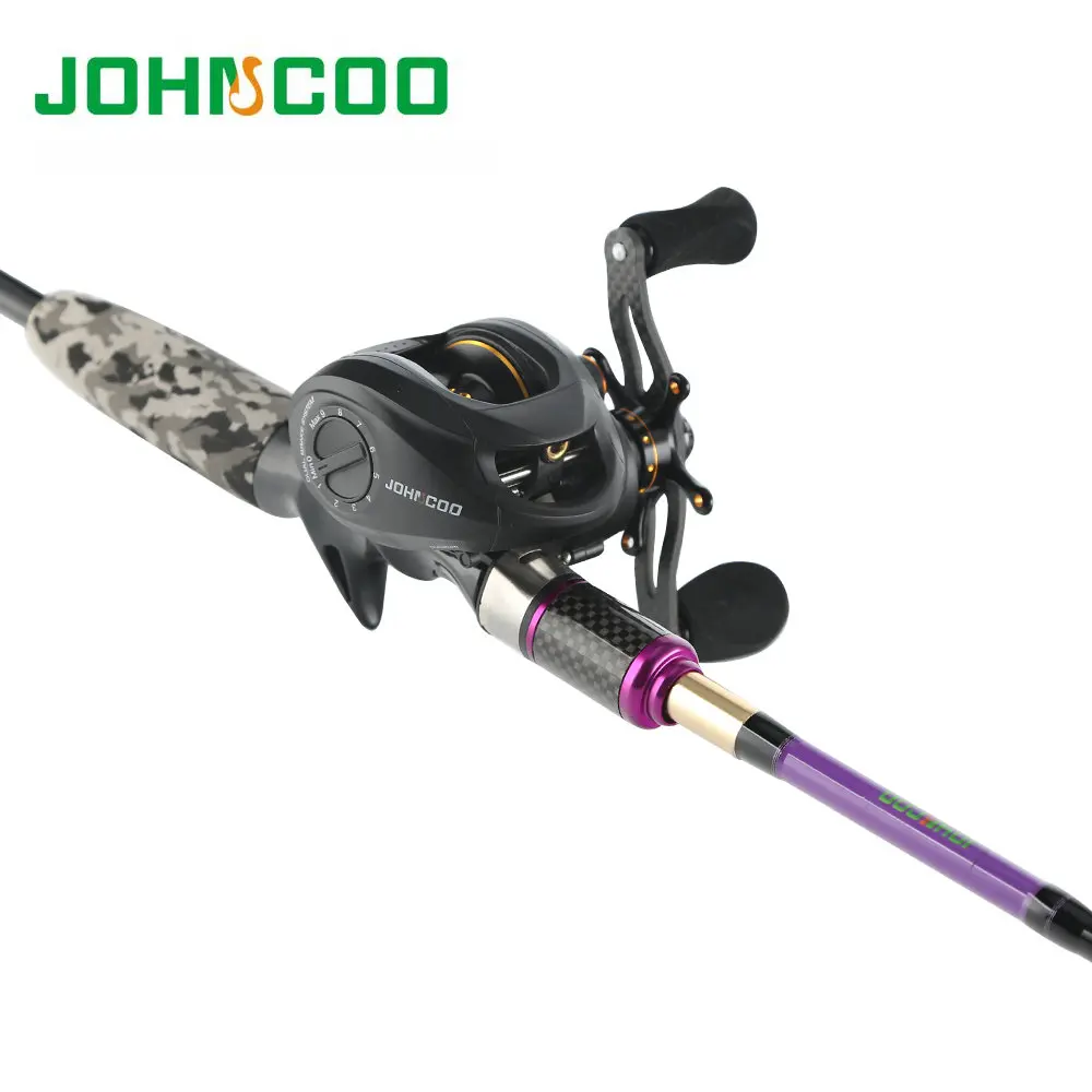 Johncoo Fishing Rod Combo Carbon Reel 165g 6.3:1 2.1m 2.4m with 3 tips ML M MH Casting Version rod Fast action baitcasting reel