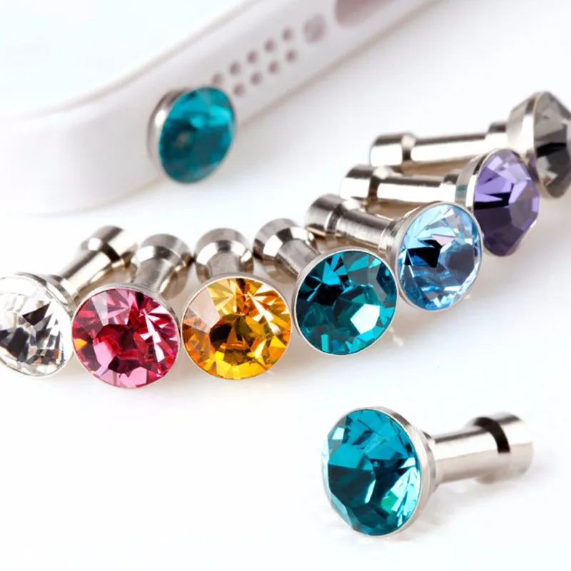 

10pcs/Lot Anti Dust Plug Headphone Plugs Stopper Cap Gadgets Mobile Phone Accessory Rhinestone 3.5mm Earphone Jack For Iphone