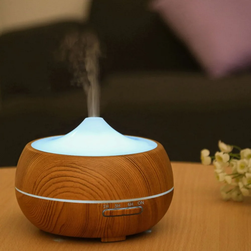 

Aromatherapy Essential Oil Diffuser 300ml Wood Grain Ultrasonic Cool Mist Quiet Humidifier With Colorful LED Light Changing