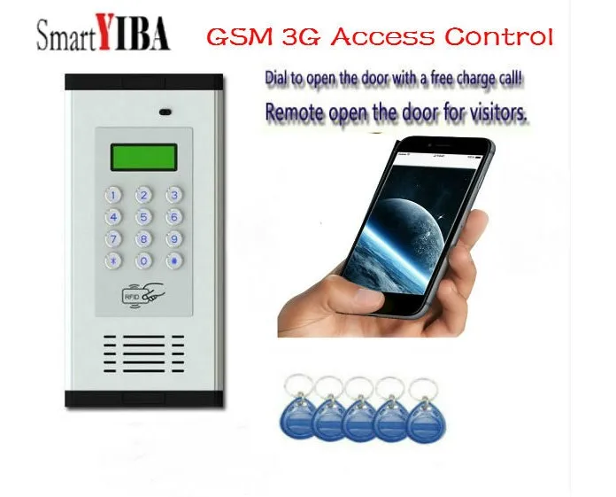 

SmartYIBA 3G GSM RFID Waterproof Audio Intercom Free Call Gate Opener SMS Relay Switch Access Alarm System Door Access Control
