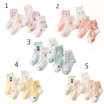 

5Pairs/lot Cotton Baby Socks Newborn Baby Boys Girls Sock Cartoon Cute Toddler Kid Socks Spring Soft 0-9T