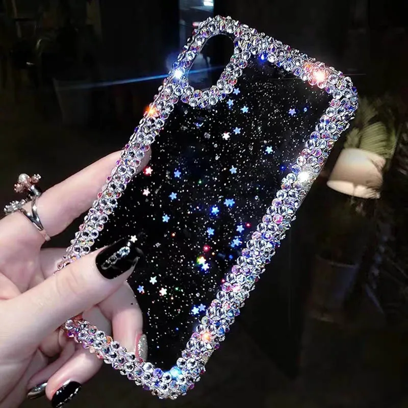 

Jewelled Bling Phone Case For iPhone 7 8 6 6S Plus 5S SE Case Luxury Glitter 3D Diamonds Silicone Cover For iPhone XR X XS Max