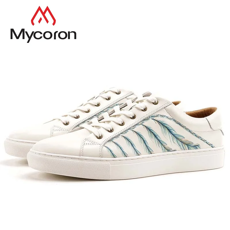 

MYCORON Fashion Men Casual White Shoes 2018 Fashion Brand Spring/Autumn Leisure Men Boots Flats Lace-Up Chaussures Homme
