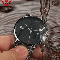 NIBOSI Элитный бренд для мужчин часы ультра тонкий сталь ремешок часы мужской Кварцевые простые часы водонепроница для мужчин's