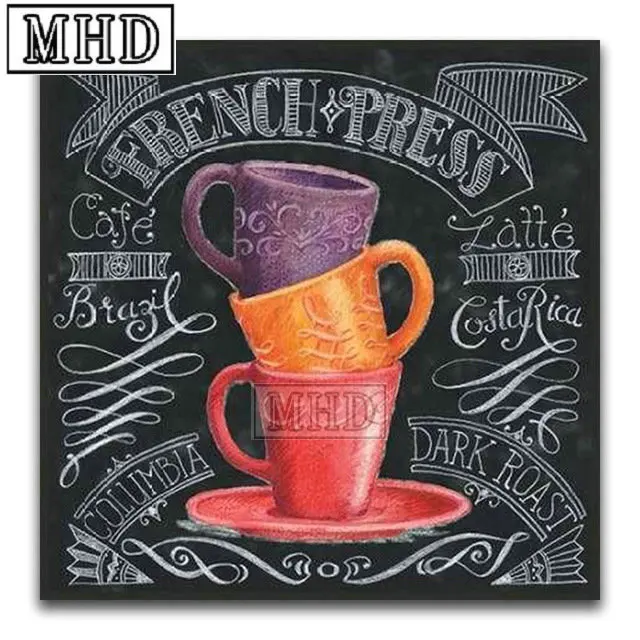 New 5D DIY Diamond Painting Blackboard Burger Pattern Square Full 