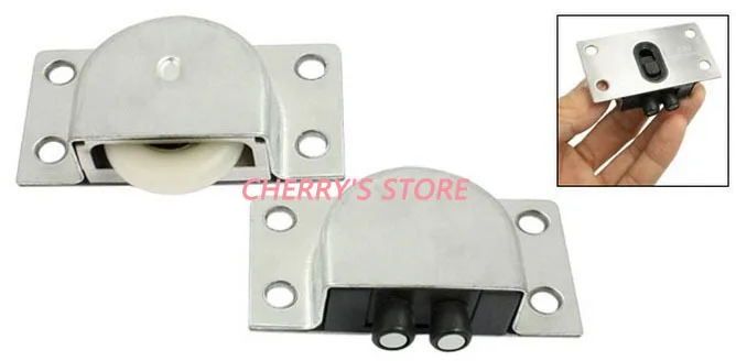 

Wardrobe Closet Single PU Wheel Sliding Door Roller Set Silver Tone 2 Sets