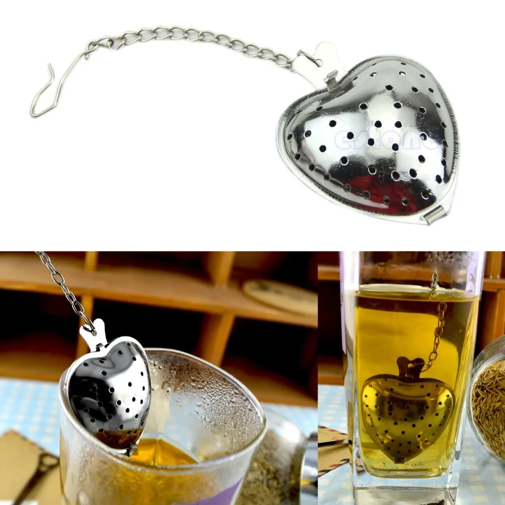 

Heart Shaped Tea Infuser Stainless Steel Strainer Filter Chain Love Gift Hot
