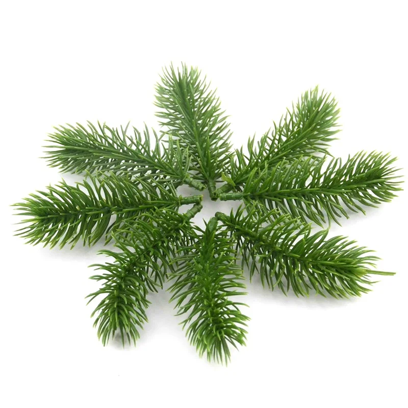

50pcs Artificial Plastic Green Pine Plants Branches Wedding Home Party Decorations DIY ChristmasTree Handcraft Accessories