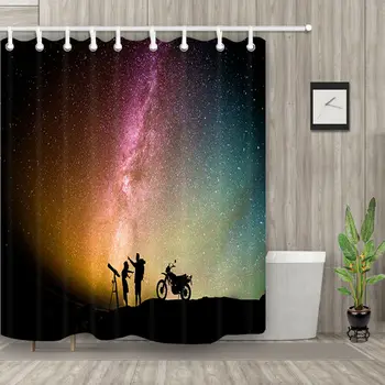 

Beautiful Milky Way Star on Night Shower Curtains Bathroom Waterproof Fabric