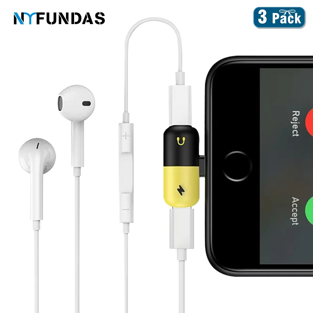 Nyfundas 3PCS usb for Apple iPhone 7 8 6 6s Plus Double Ports iphone XS MAX XR X Dual Headphone Audio Charger Accessories |