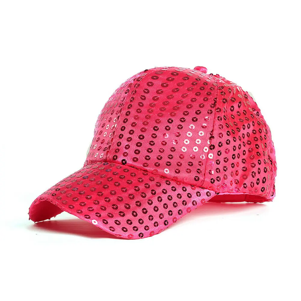 Новинка, блестящая бейсбольная кепка с хвостом, женский рюкзак, кепки в стиле хип-хоп, женские блестки, блестящие летние шляпы, сетчатая Выходная шляпа, кость - Цвет: Rose red