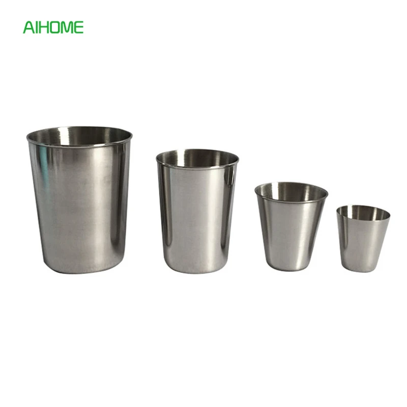 

New Stainless Steel Metal Beer Cup Wine Cups Coffee Tumbler Tea Milk Mugs Home Drinkware 30ml 50ml 180ml 320ml