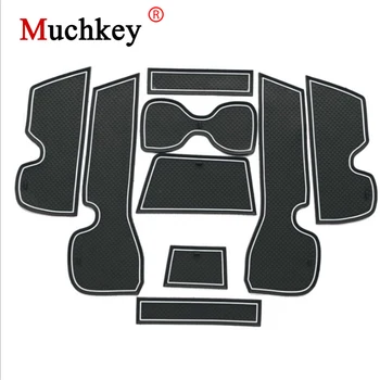 

Muchkey For Volkswagen VW Jetta GLI 2013-2017 Car Gate Slot Mats Interior Door Pad/Cup Mats Non-slip 9pcs Red/White Car Styling