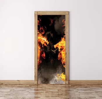 

Creative Door Sticker Fire Dragon For Living Room Bedroom Snow Mountain PVC Self Adhesive Wallpaper Waterproof Renew Mural Decal