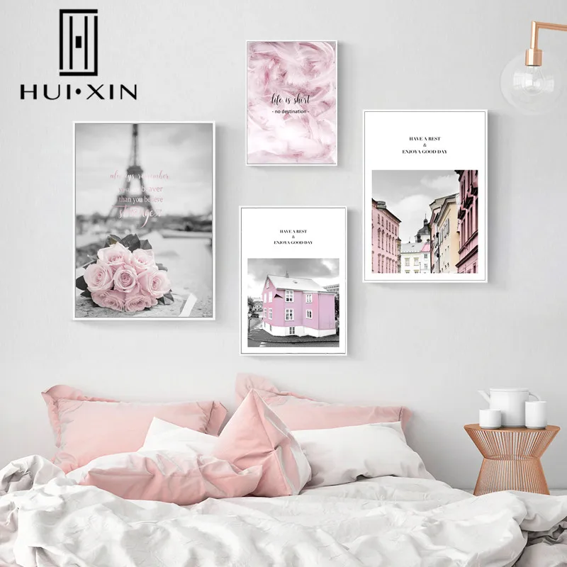 black white and pink canvas art