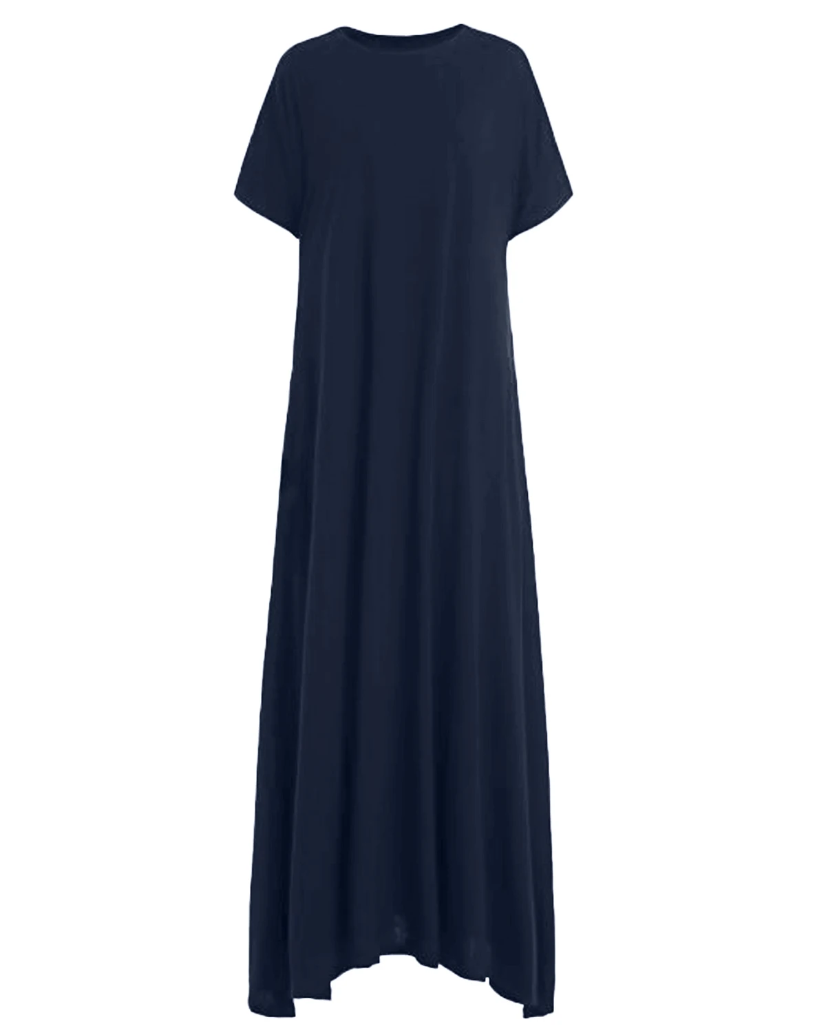 Zanzea размера плюс Макси платье женское летнее с o-образным вырезом длинное платье женское с коротким рукавом свободное одноцветное вечернее детское летнее платье Vestidos
