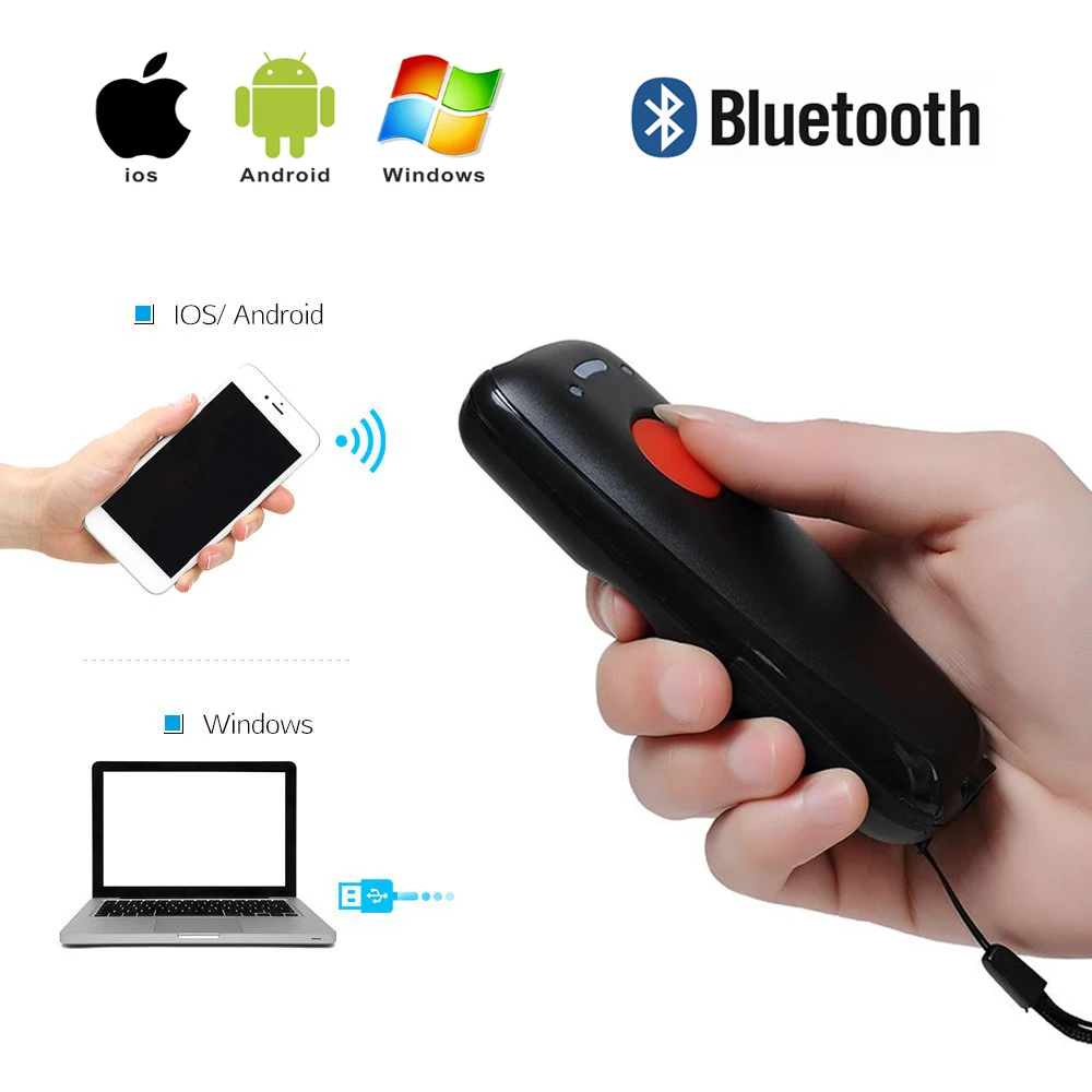 

Portable Wireless Bluetooth Barcode Scanner High Speed CCD Bar Code Reader for IOS Android IPAD