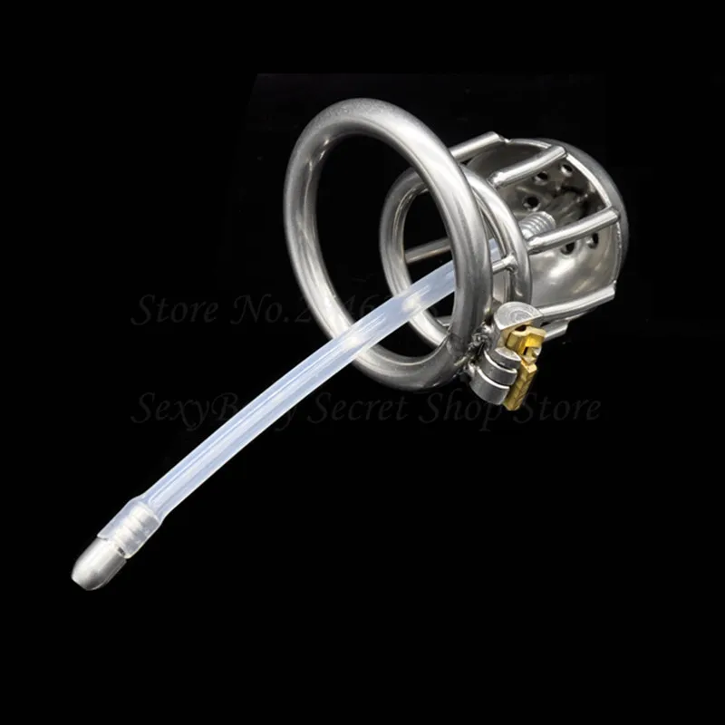 New Stainless Steel Chastity Belt Penis Lock Male Chastity Device Cock Cage With Urethral Catheter Penis Ring Sex Toys For Men