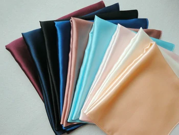 

2 pcs 100% silk charmeuse fabric crepe satin plain handkerchiefs 35cm *35cm men women children beauty towels, pocket towels