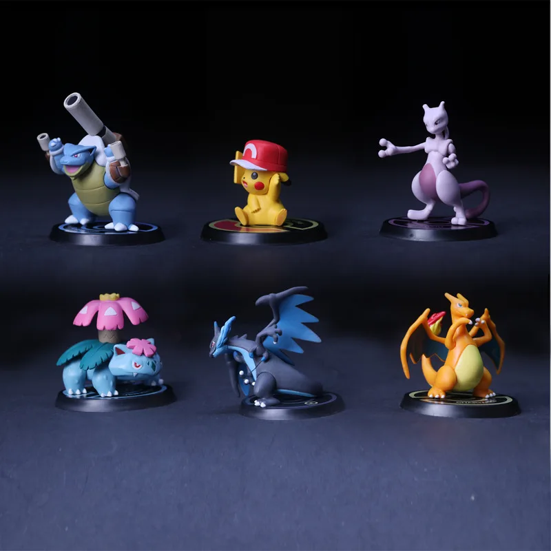 6 шт./компл. Takara Tomy Pokemon Пикачу Чаризард Mewtwo Gengar Bulbasaur игрушка фигурка для