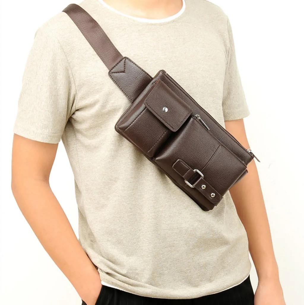 Новая стильная мужская нагрудная сумка на ремне сумка через плечо Байкерская Сумка Поясная сумочка стиль для прогулок мини мужская сумка с короной#5