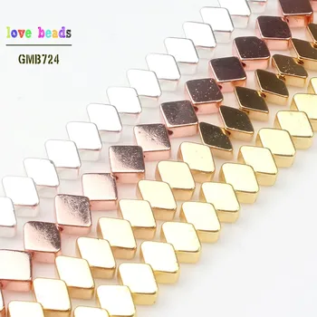 

Natural Hematite Rose Gold Silver Color Geometrical Rhombus Beads for Beaded Bracelet Jewelry Making 4*6mm strand 15''
