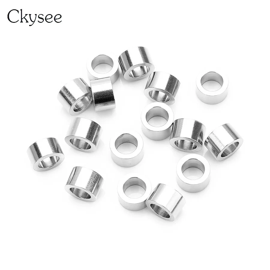 

Ckysee 10Pcs/lot 4x5 8x5mm Stainless Steel Hollow Tube Spacer Beads Small Hole 3.2 5.2mm Loose Beads Handmade Jewelry Making