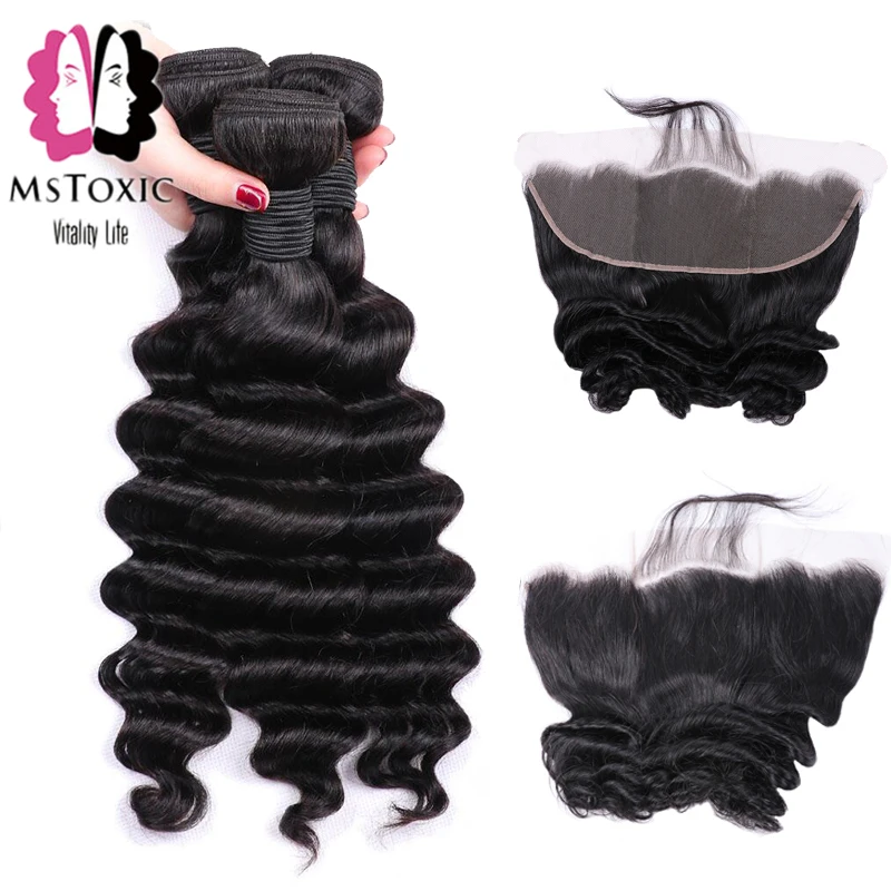 

Mstoxic Brazilian Loose Deep Wave Bundles With Frontal Closure Lace Frontal With Bundles Remy Human Hair Bundles With Closure