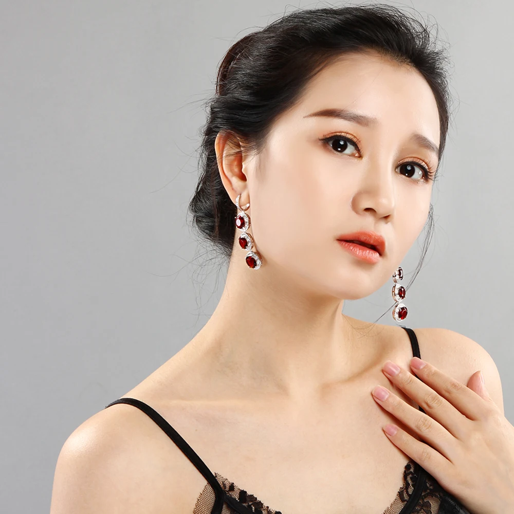 Big round stone dangling earring (2)