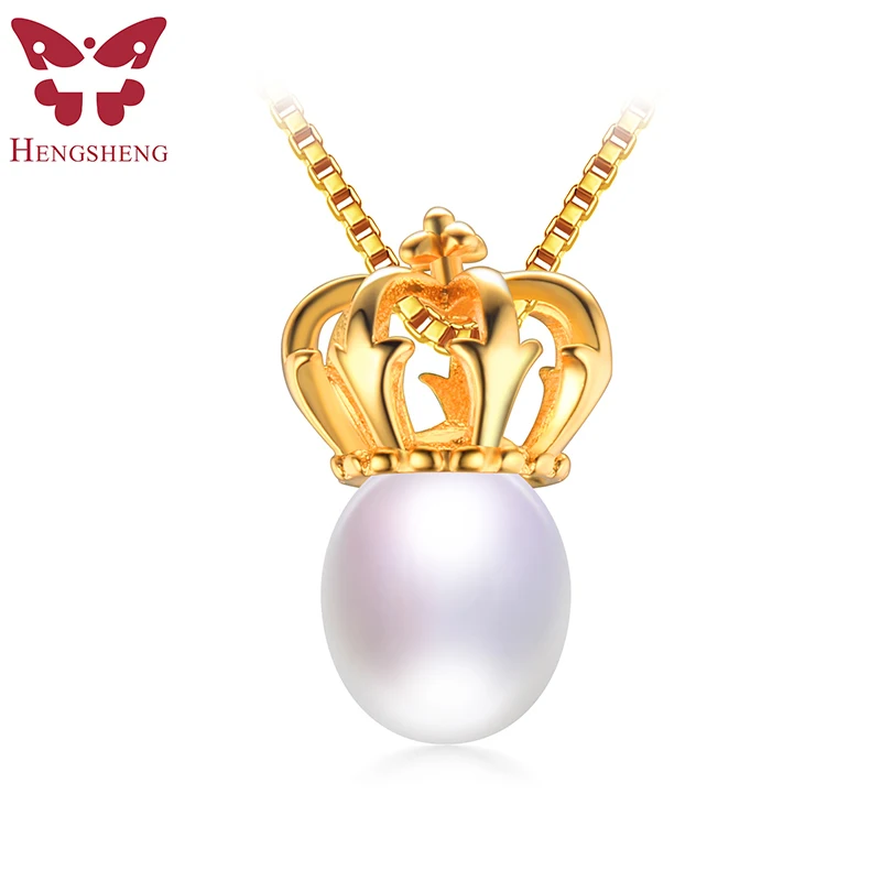 

HENGSHENG Natural White Pearl Pendants&Necklaces,Gold Crown Shape Women Fashion Jewelry Pendant,Black/Pink/Purple Pearl,Wedding